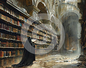 Scribe in a library of the ancients