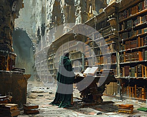 Scribe in a library of the ancients