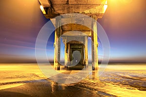 Scripps Pier below UCSD in San Diego after Sunset