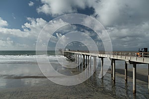 Scripps Pier and empty La Jolla Sores Beach -3