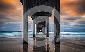 Scripps Pier in La Jolla San Diego at Sunset.