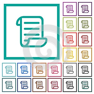 Script code flat color icons with quadrant frames