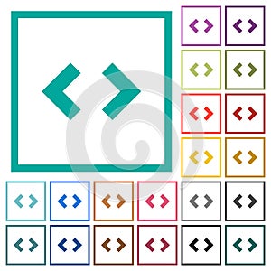 Script code flat color icons with quadrant frames