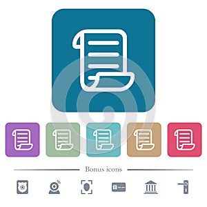 Script code flat icons on color rounded square backgrounds