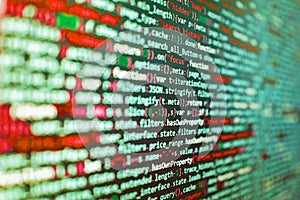Script on computer with source code. Programming code abstract technology background of software developer and Computer script.