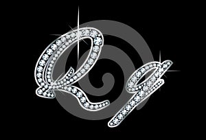 Script Diamond Bling Qq Letters