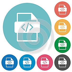 Script file type flat round icons