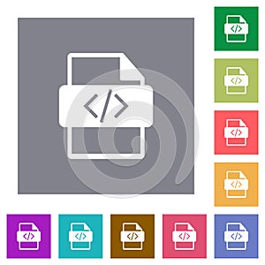 Script file type square flat icons