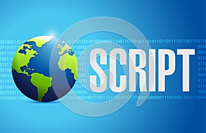 script globe binary sign concept illustration