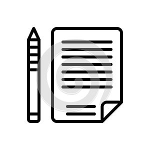 Black line icon for Script, word and paper