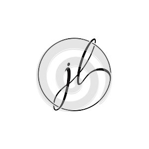 script letter JL with circle line logo