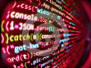 Script procedure creating. Hacker background. Modern web network and internet telecommunication technology. Web programming and