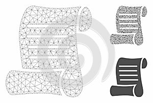 Script Roll Vector Mesh 2D Model and Triangle Mosaic Icon