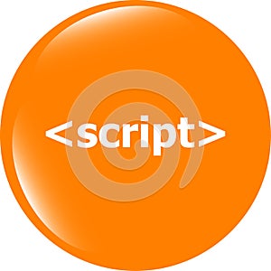 Script sign icon. Programming language symbol. Circles buttons