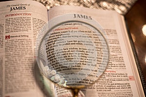 Scripture with magnifying glass james chapter 1