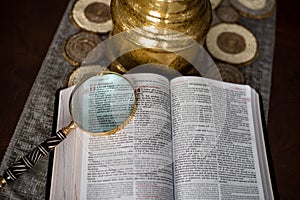 Scripture Reading with magnify glass