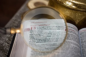 Scripture Reading with magnify glass