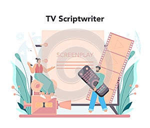 Scriptwriter concept. Person create a screenplay for movie.