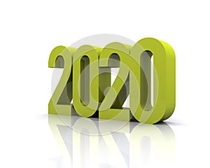 Scritta 2020 in 3d colore verde photo