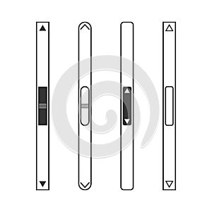 Scroll bar. Scrollbars isolated on white background. UI slider buttons for web. Progress down and up. Icons for interface in