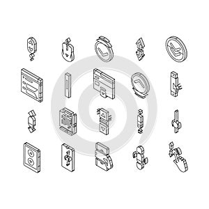 Scroll Computer Mouse Cursor isometric icons set vector