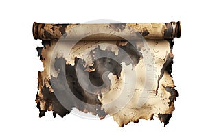 A scroll covered in deep ink stains.