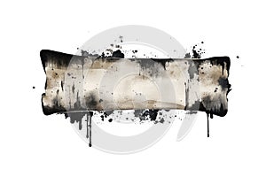 A scroll covered in deep ink stains.