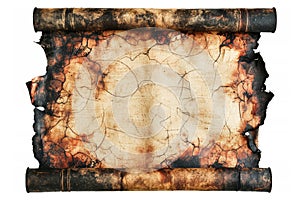 A scroll covered in deep ink stains.