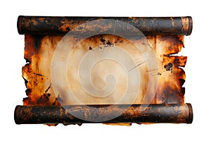 A scroll covered in deep ink stains.
