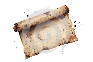 A scroll covered in deep ink stains.