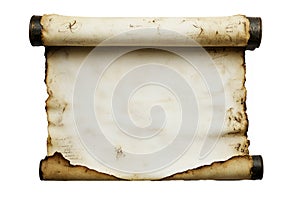 A scroll covered in deep ink stains.
