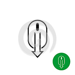 Scroll down computer mouse black icon.