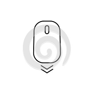 Scroll down icon. Scrolling mouse symbol for web design isolated on white background. Modern vector illustration