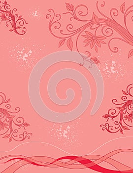 Scroll, Floral and Splatter Background