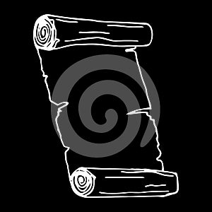 Scroll icon. Vector of an old scroll. Hand drawn scroll