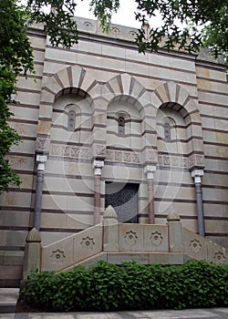 Scroll and Key Tomb, building constructed in 1870, at Yale University, New Haven, CT, USA