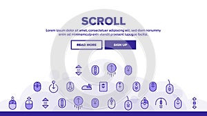 Collection Scroll Thin Line Sign Icons Set Vector