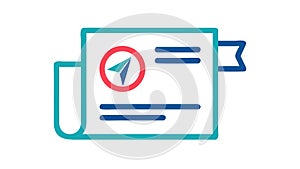 Scroll Map Document Icon: Ancient Navigation, vector design Generative AI