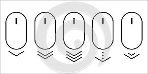 Scroll mouse icon vector. arrow up down web button. website pc click. page over flat shape. on white background. internet website