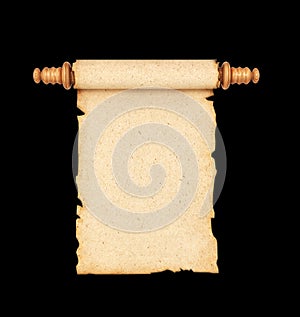 Scroll, the old parchments isolated on a black background. 3d