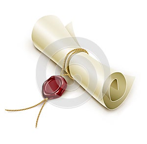 Scroll paper with seal of sealing wax