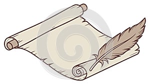 Scroll with Quill, Classical Writing and Intellectualism, vector design Generative AI