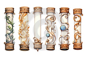 Scroll Set On White Background. Generative AI