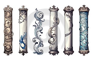 Scroll Set On White Background. Generative AI
