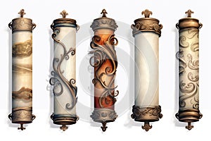 Scroll Set On White Background. Generative AI