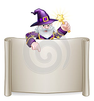 Scroll Sign Cartoon Wizard