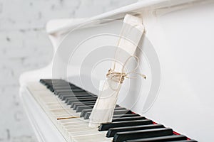 Scroll and white piano keyboard