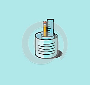 Scrolling paper,pen and ruler icon