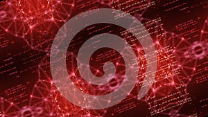 Scrolling programing code in digital space. cyber space technology background.