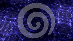 Scrolling programing code in digital space. cyber space technology background.